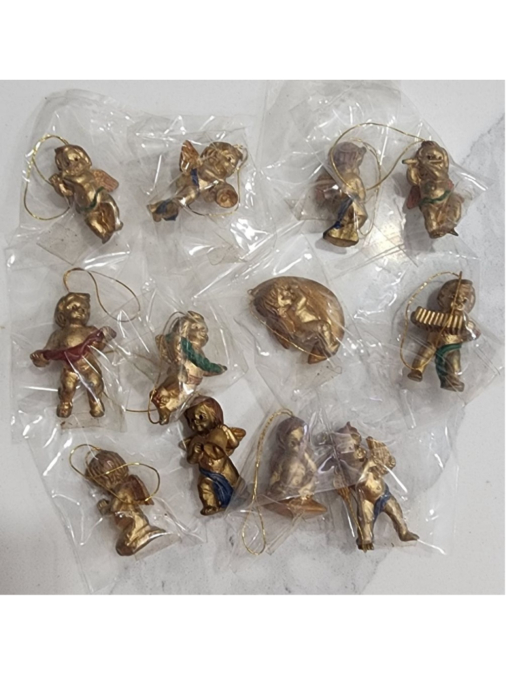 Vintage Minature Cherub Angel Christmas Ornaments Set of 12